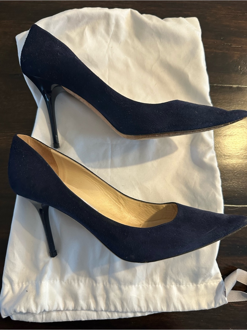 Women's Jimmy Choo Navy Suede Pointed-Toe Pumps